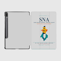 Thumbnail for John Wayne Airport, Orange County (SNA) design on light gray samsung tablet tablet case