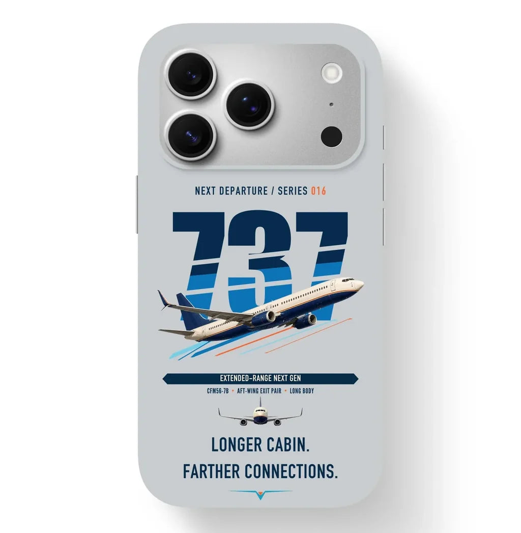 Boeing 737-900ER design on light gray magsafe iphone case