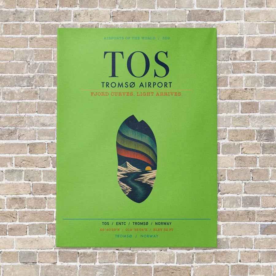Tromsø Airport TOS vertical canvas print - no frame - light green background