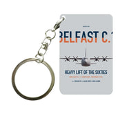 Thumbnail for Short Belfast C.1 design on light gray designed key chain, double-side print