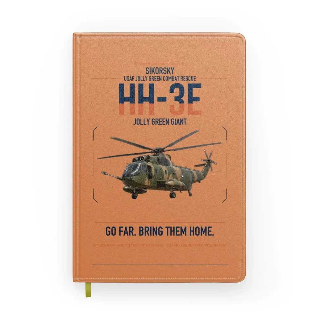 Sikorsky HH-3E Jolly Green Giant design on orange notebook
