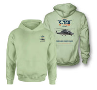 Thumbnail for Sikorsky S-76B design on light green double-side hoodie, double-side print