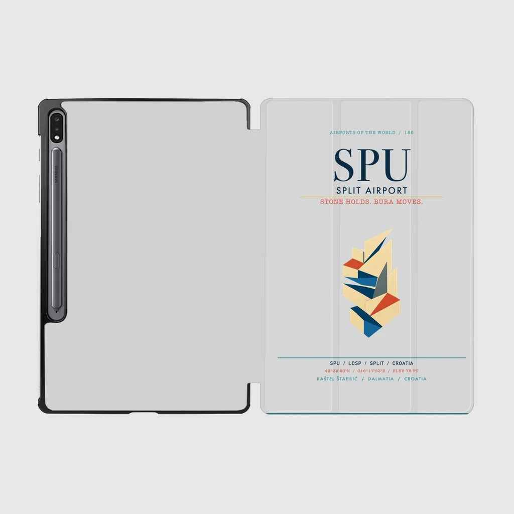 Split Airport (SPU) design on light gray samsung tablet tablet case