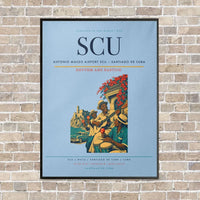 Thumbnail for Antonio Maceo Airport SCU — Santiago de Cuba vertical canvas print - framed - light blue background