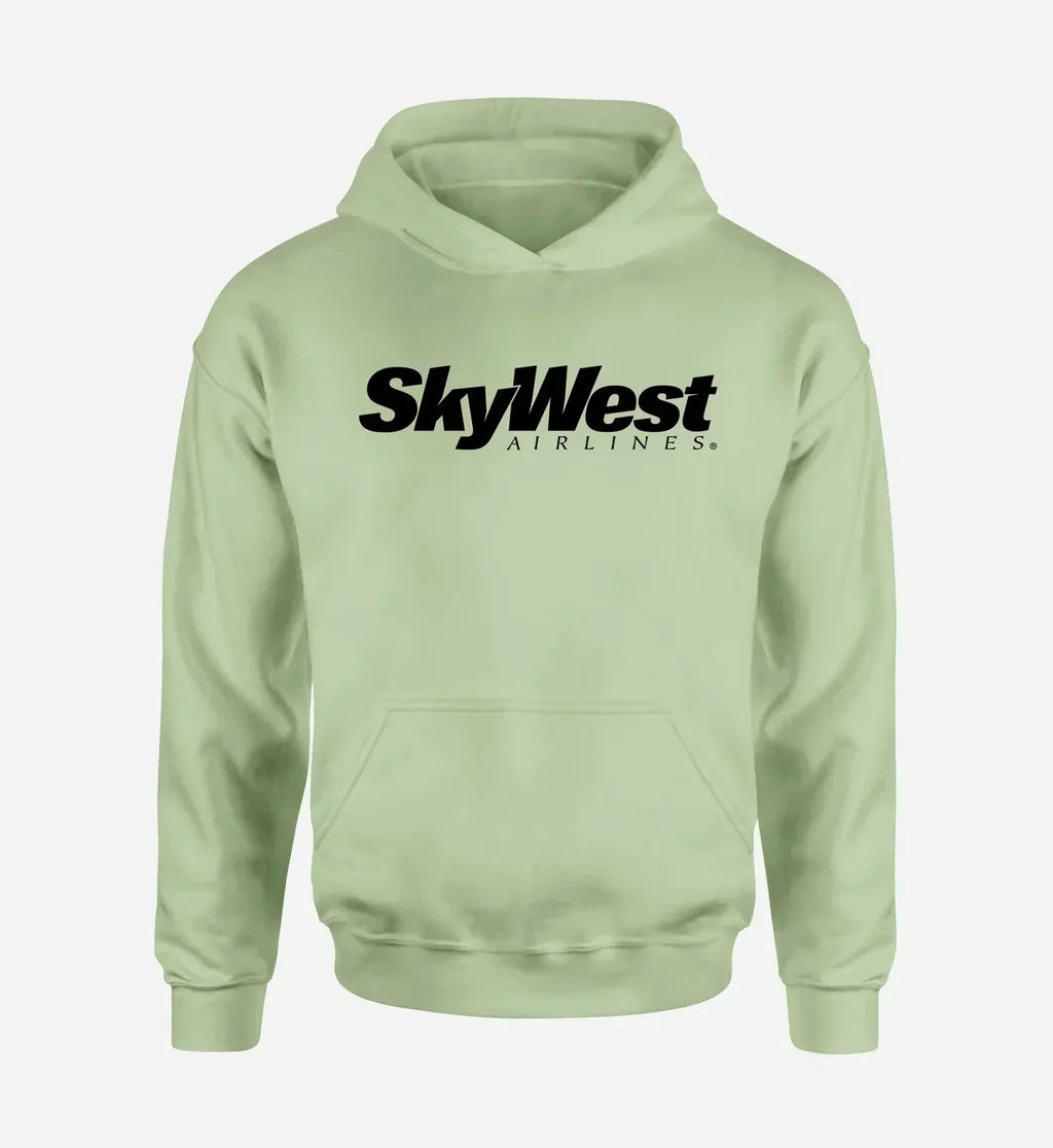 Skywest Airlines logo printed on light green hoodie