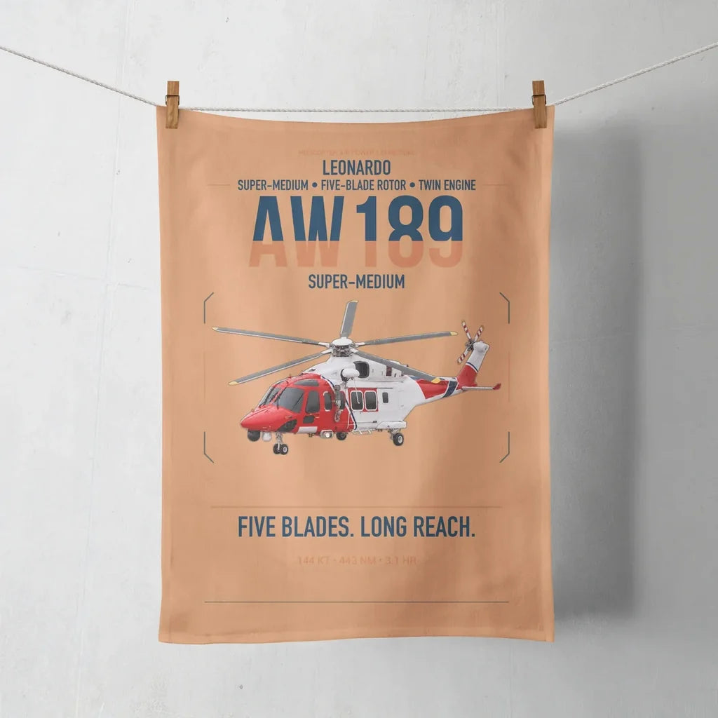 Leonardo AW189 design on orange towel