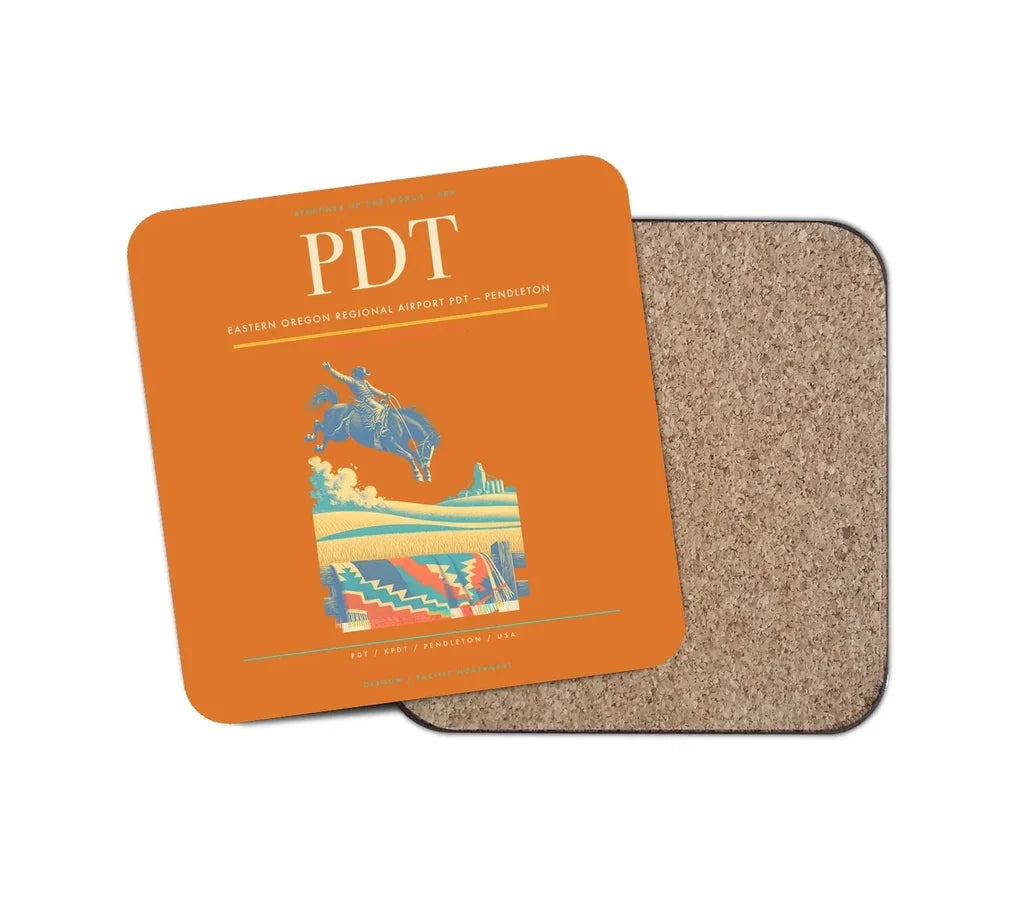 Eastern Oregon Regional Airport (PDT) design on orange 1 piece coaster