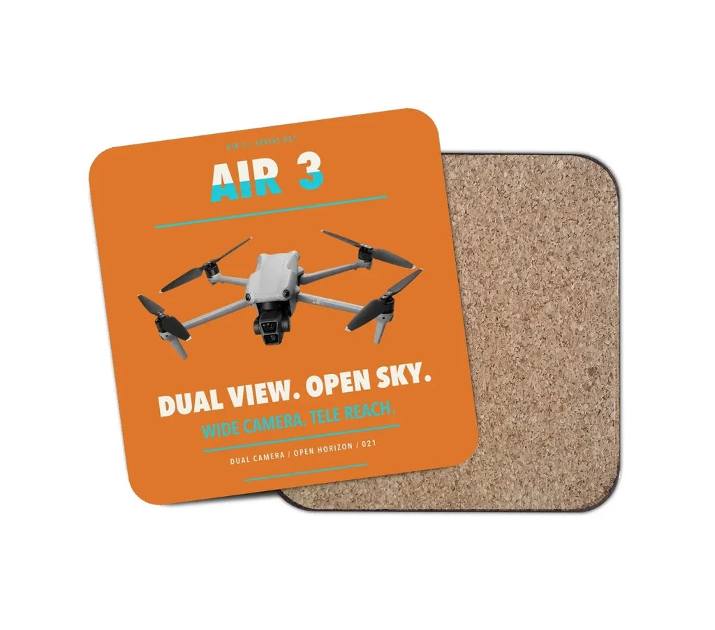 DJI Air 3 design on orange 1 piece coaster