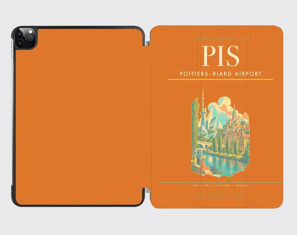 Poitiers–Biard Airport (PIS) design on orange ipad tablet case