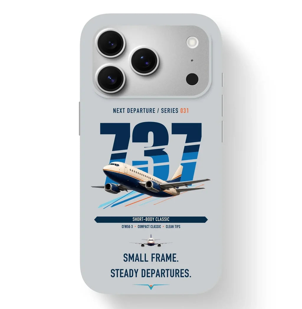 Boeing 737-500 Classic design on light gray magsafe iphone case