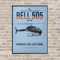 Thumbnail for Bell 505 vertical canvas print - framed - light blue background