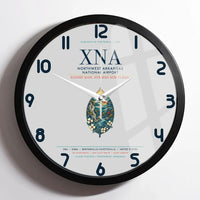 Thumbnail for Northwest Arkansas National Airport (XNA) design on light gray framed wall clock