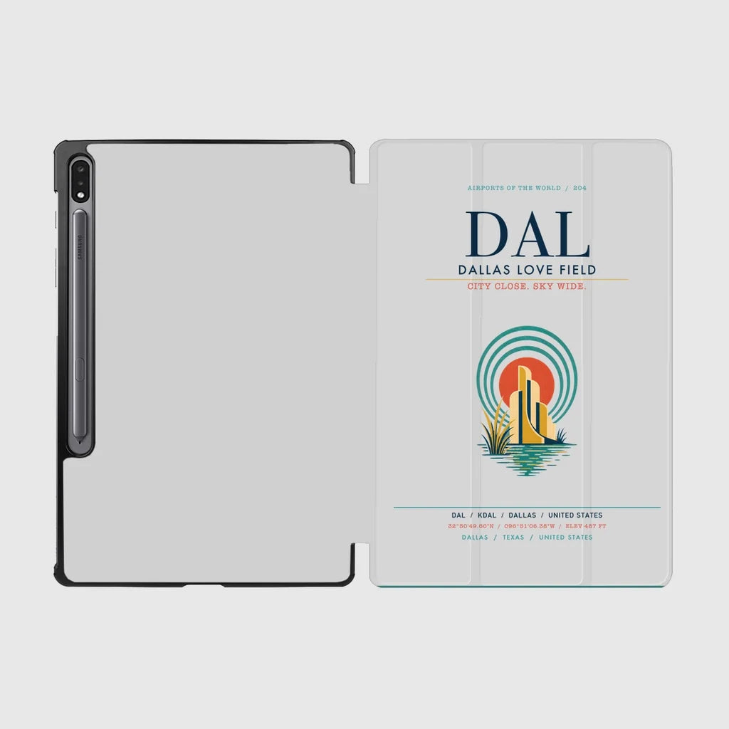 Dallas Love Field (DAL) design on light gray samsung tablet tablet case