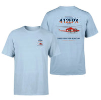 Thumbnail for SUBARU Bell 412EPX design on light blue t-shirt, double-side print