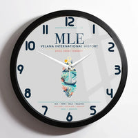 Thumbnail for Velana International Airport Malé (MLE) design on light gray framed wall clock