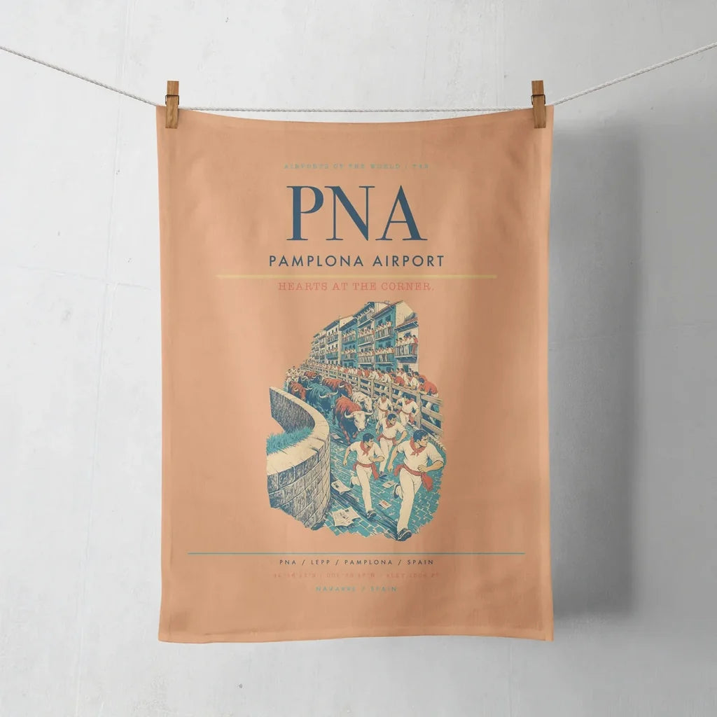 Pamplona Airport (PNA) design on orange towel