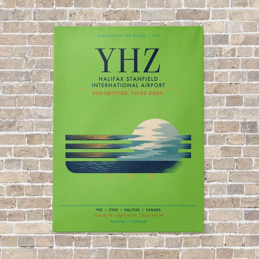Halifax Stanfield International Airport YHZ vertical canvas print - no frame - light green background