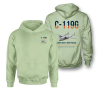 Thumbnail for C-119G Flying Boxcar design on light green double-side hoodie, double-side print