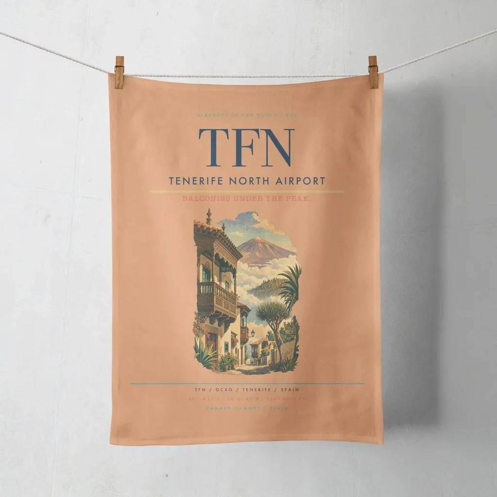 Tenerife North Airport (TFN) design on orange towel