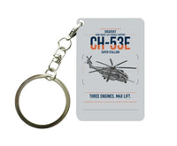 Thumbnail for Sikorsky CH-53E Super Stallion design on light gray designed key chain, double-side print