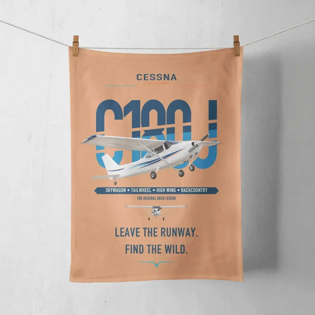 Cessna 180J Skywagon design on orange towel