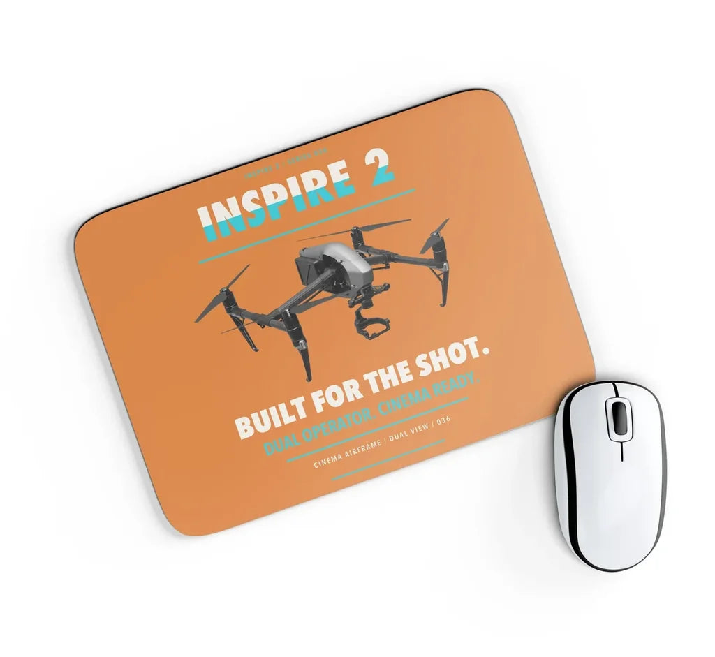 DJI Inspire 2 design on orange rectangle mouse pad
