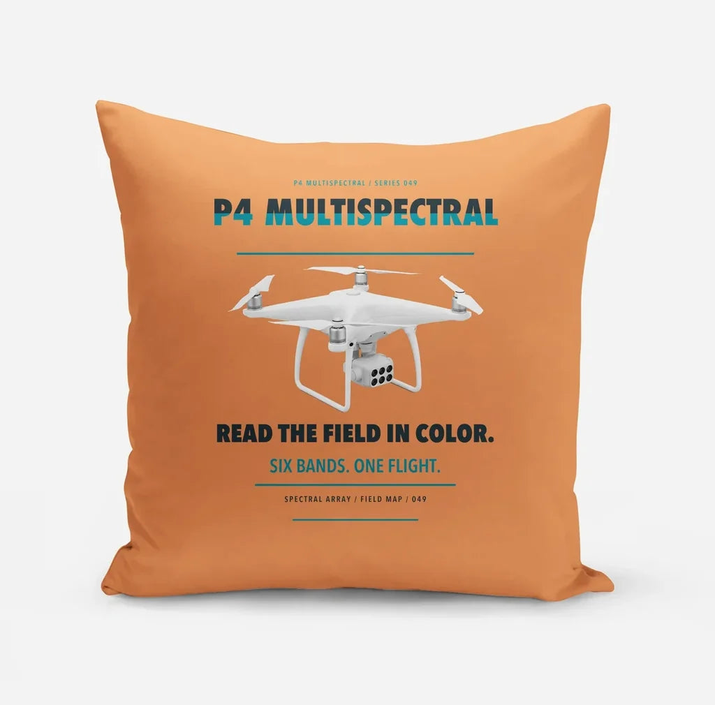 DJI P4 Multispectral design on orange pillow