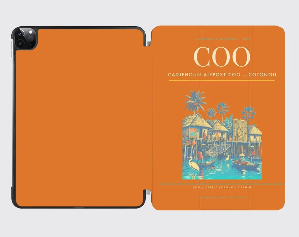 Cadjehoun Airport (COO) design on orange ipad tablet case