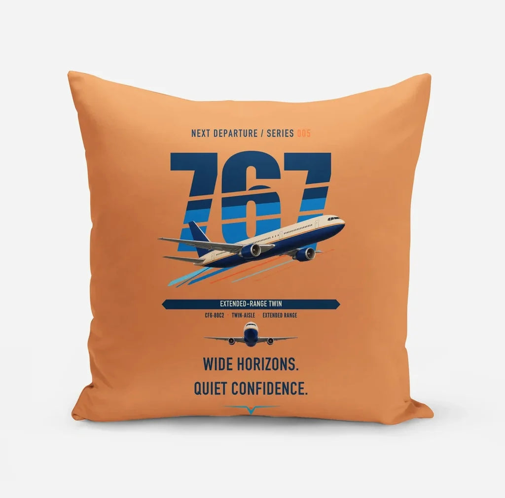 Boeing 767-300ER design on orange pillow