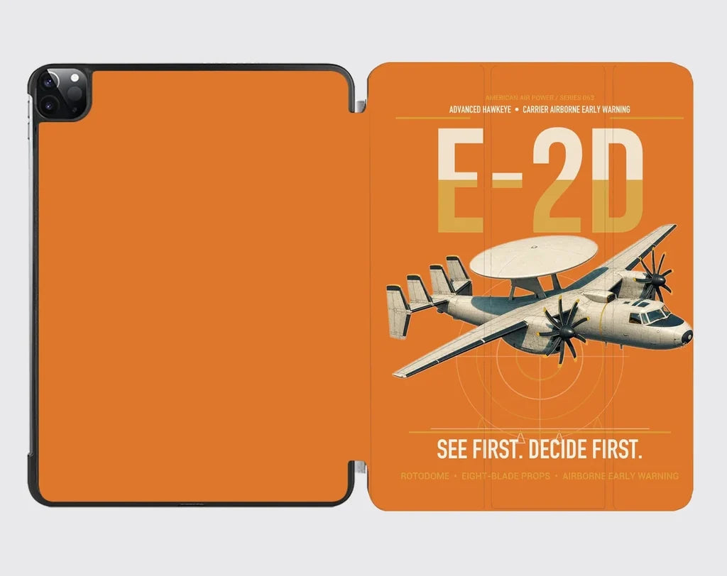 E-2D Advanced Hawkeye design on orange ipad tablet case