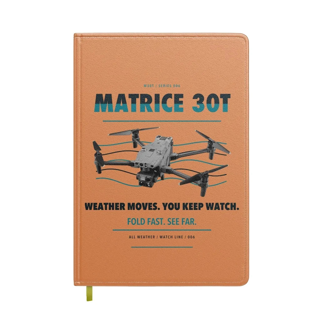 DJI Matrice 30T design on orange notebook