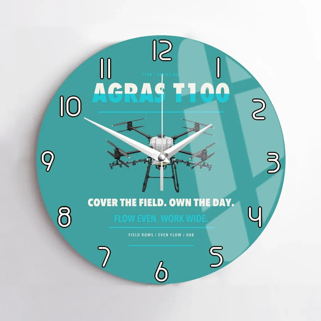 DJI Agras T100 design on turquoise no frame wall clock