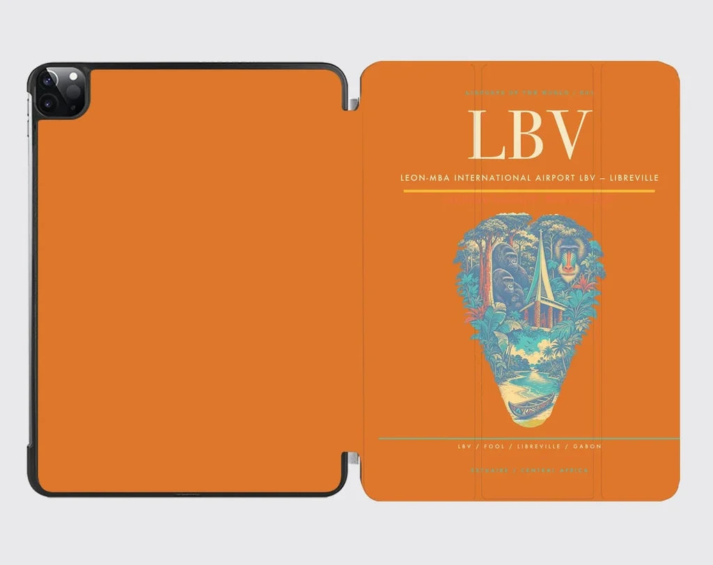 Leon-Mba International Airport (LBV) design on orange ipad tablet case