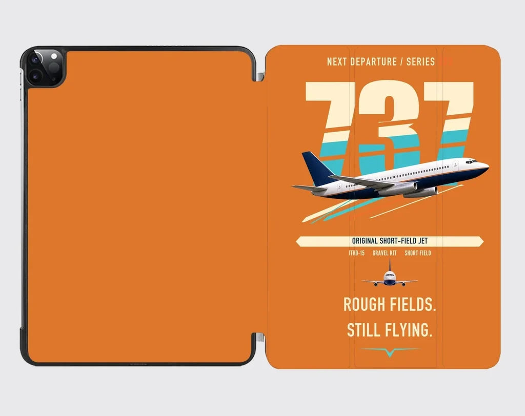 Boeing 737-200 design on orange ipad tablet case