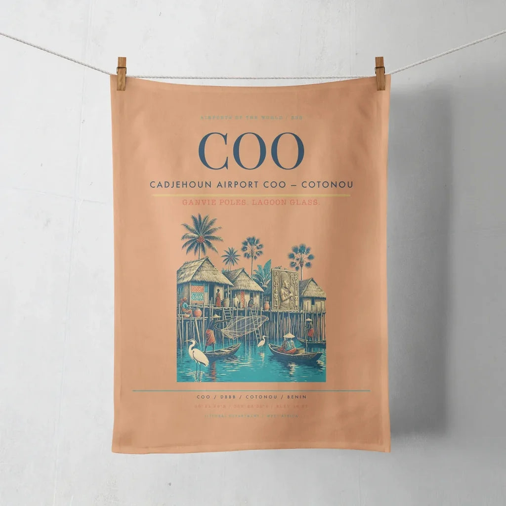 Cadjehoun Airport (COO) design on orange towel