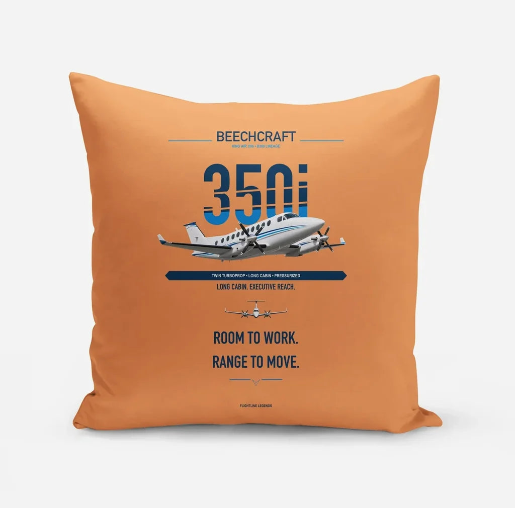Beechcraft King Air 350i design on orange pillow