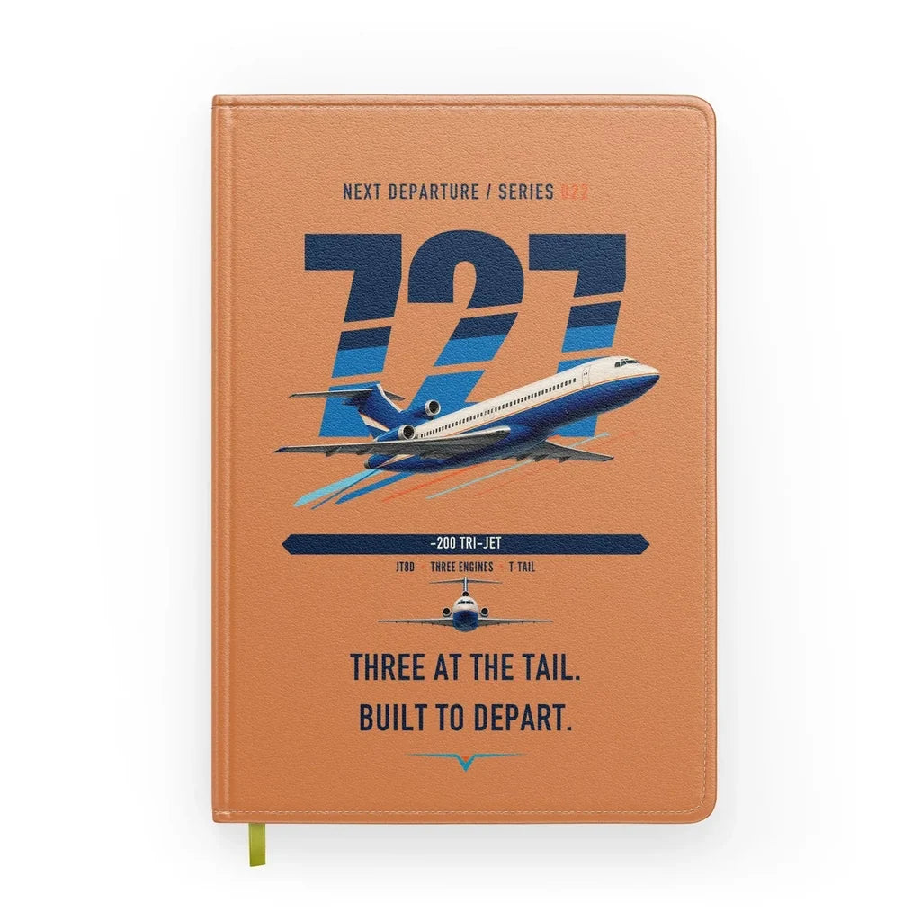 Boeing 727-200 design on orange notebook