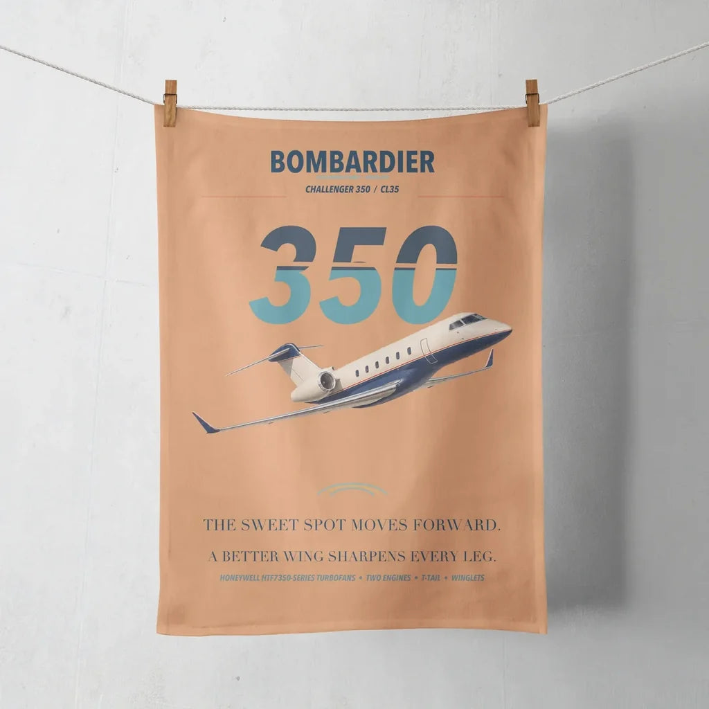Bombardier Challenger 350 design on orange towel