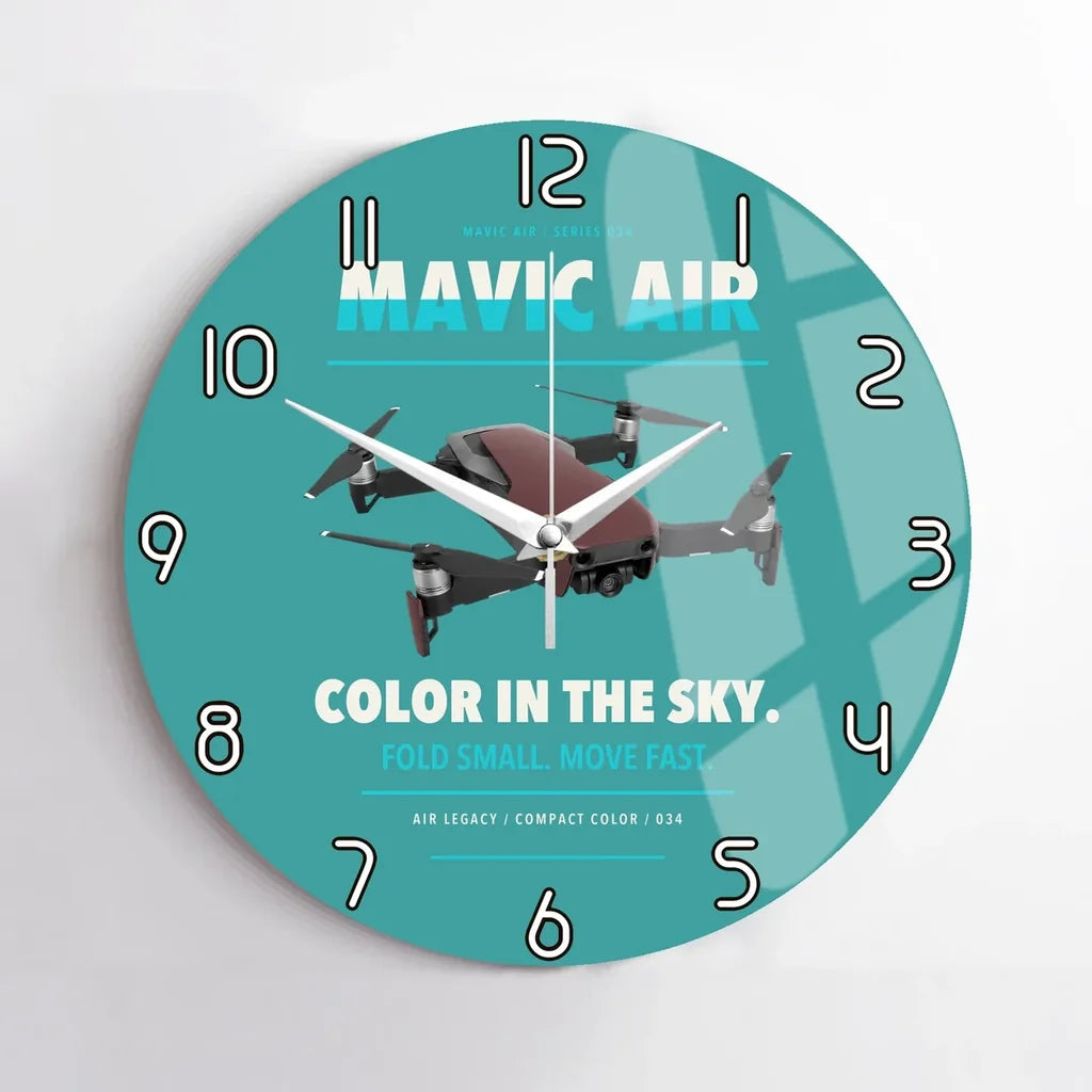 DJI Mavic Air design on turquoise no frame wall clock