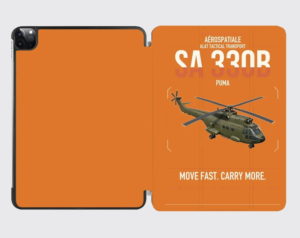 Aérospatiale SA 330B Puma design on orange ipad tablet case