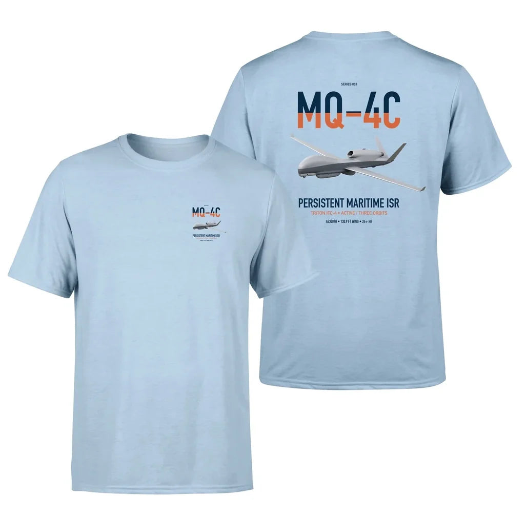 MQ-4C Triton IFC-4 design on light blue double-side t-shirt, double-side print