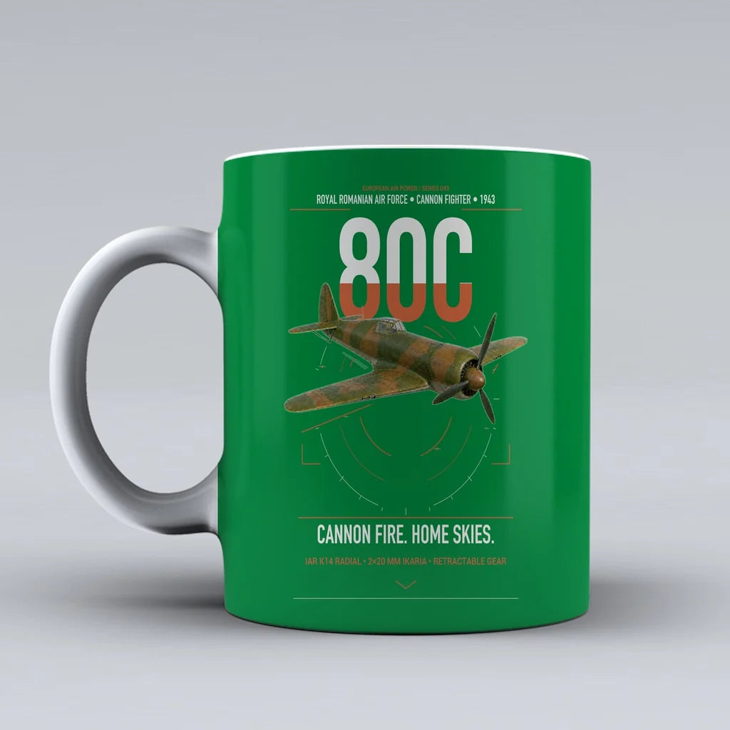 IAR 80C design on green ceramic mug, double-side print