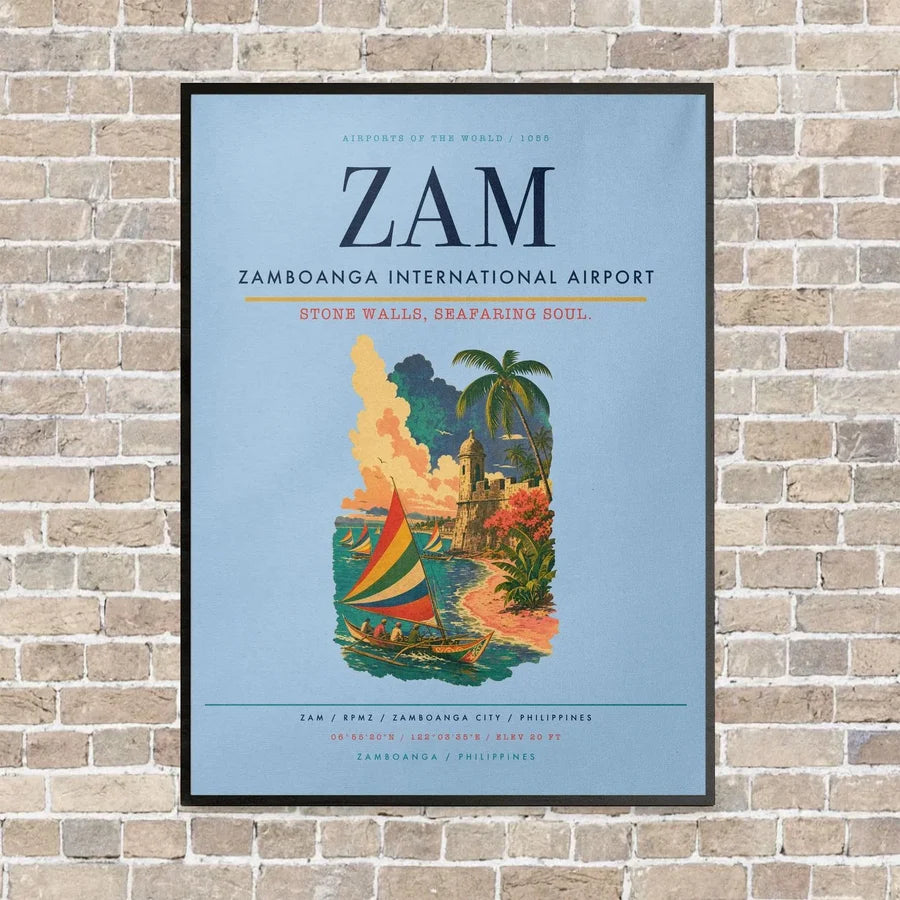 Zamboanga International Airport ZAM vertical canvas print - framed - light blue background