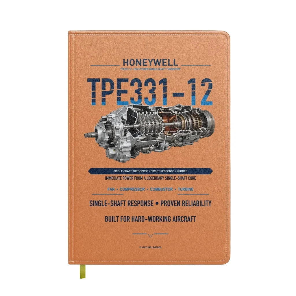 TPE331-12 design on orange notebook