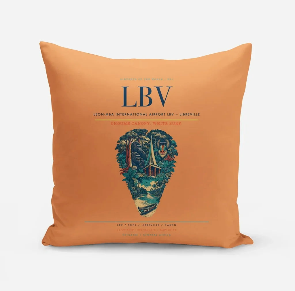 Leon-Mba International Airport (LBV) design on orange pillow