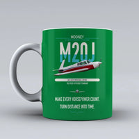 Thumbnail for Mooney M20J 201 design on green ceramic mug, double-side print
