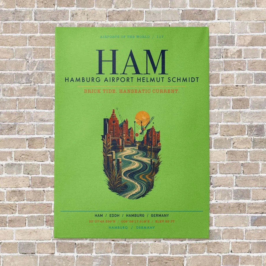 Hamburg Airport Helmut Schmidt HAM vertical canvas print - no frame - light green background