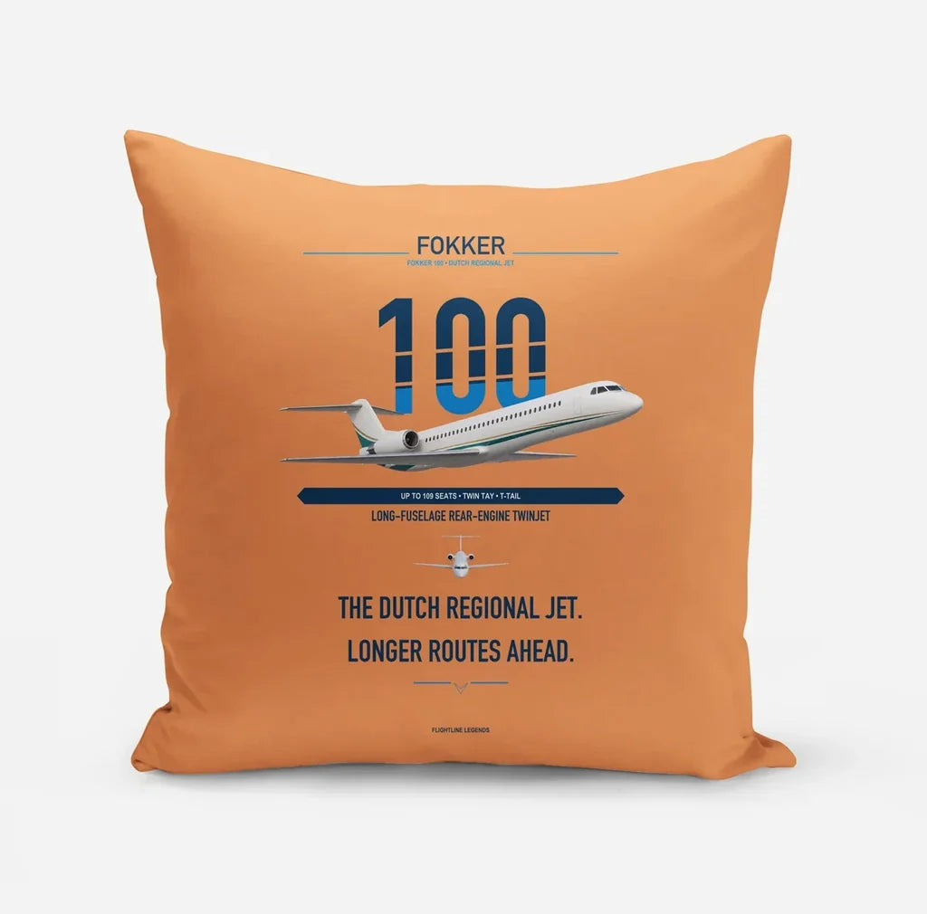Fokker 100 design on orange pillow