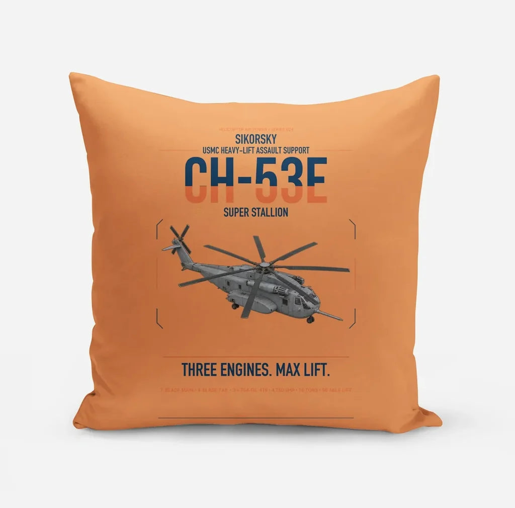 Sikorsky CH-53E Super Stallion design on orange pillow