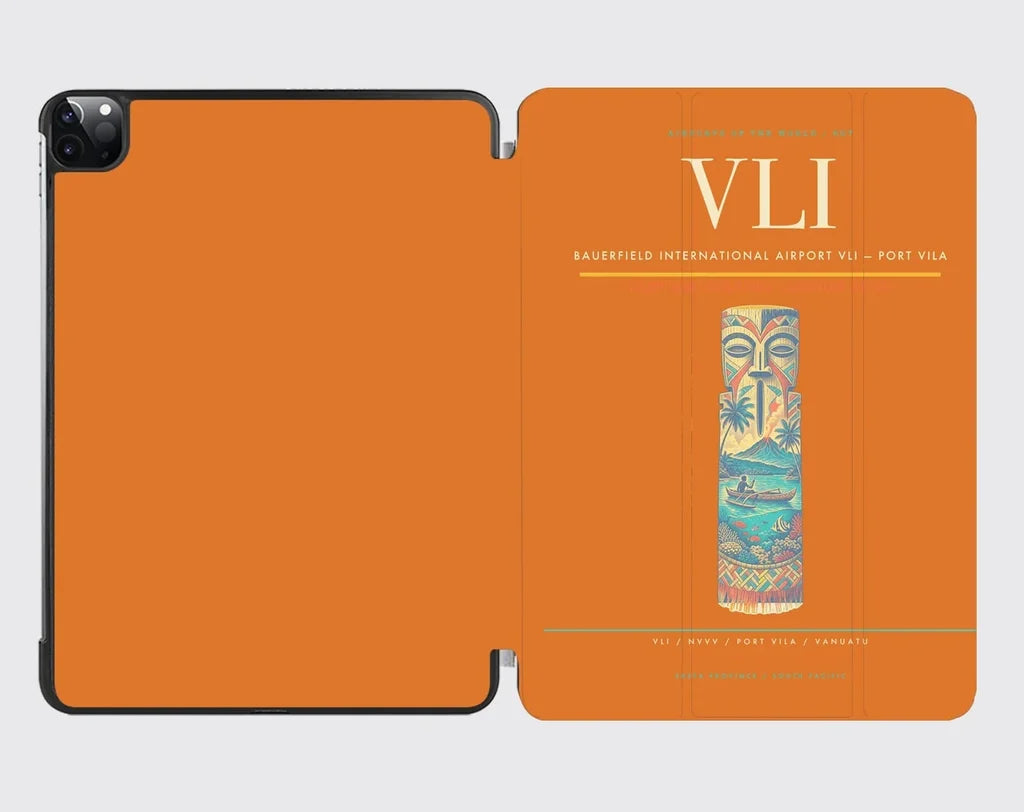 Bauerfield International Airport (VLI) design on orange ipad tablet case